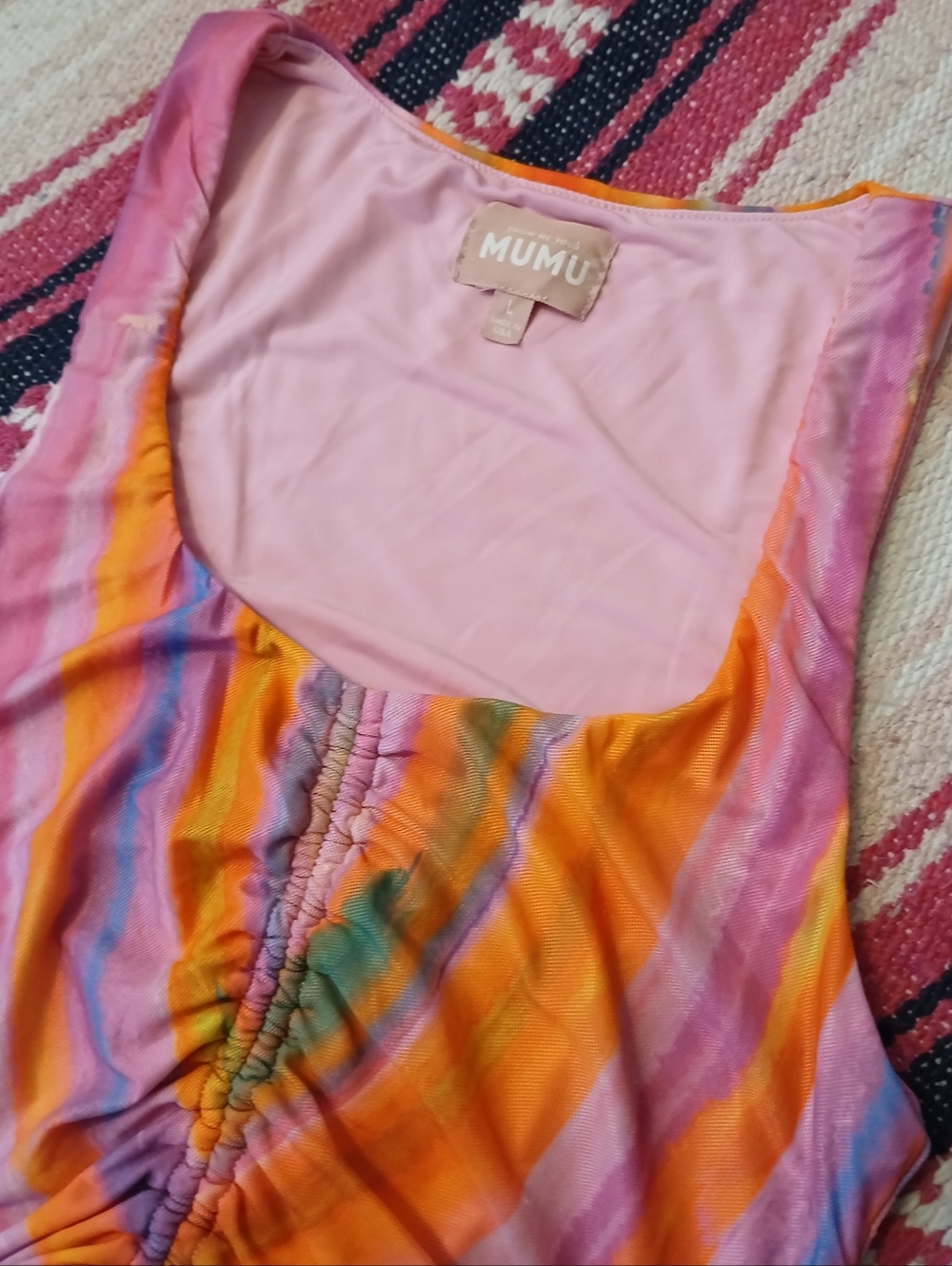 Show Me Your MuMu Pink Tie-Dye Tank Dress with Multicolor Stripes